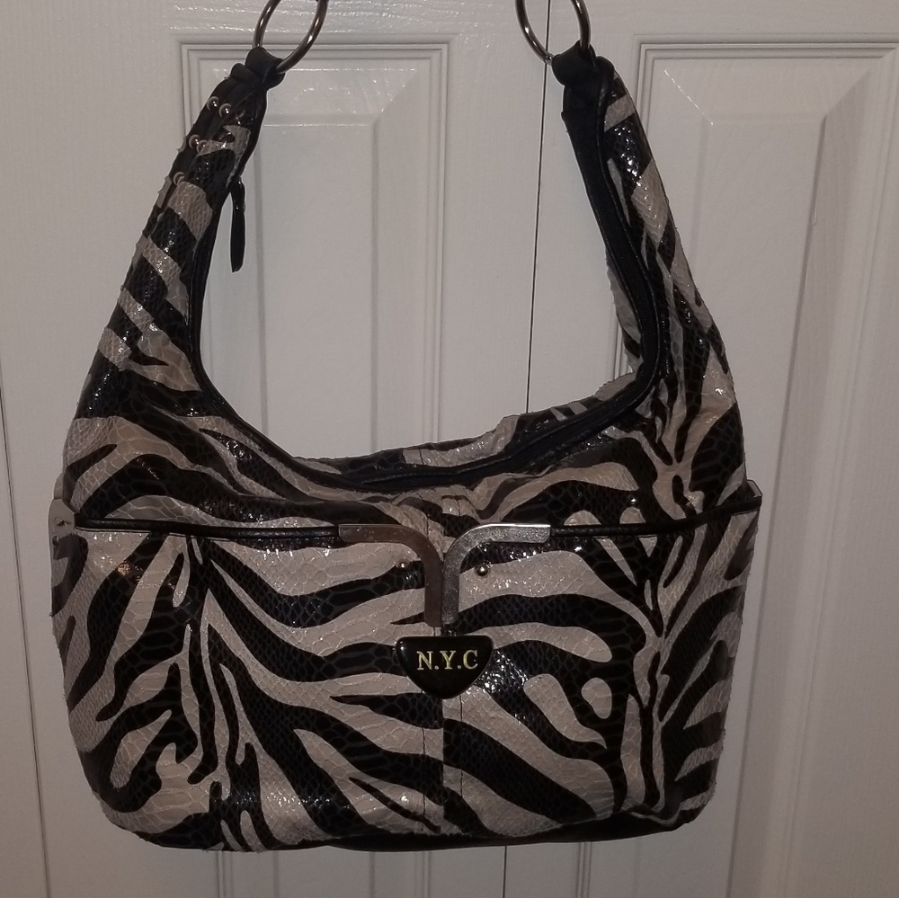 Zebra print hobo bag